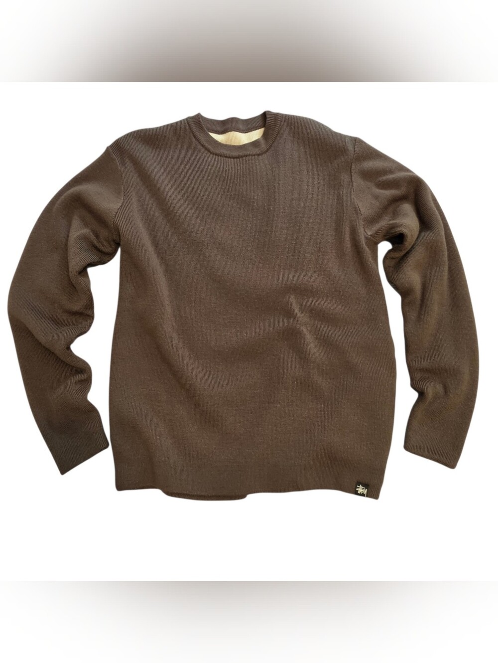 Stüssy Mens Brown Acrylic & Wool Double Lined Knit Crewneck Sweater